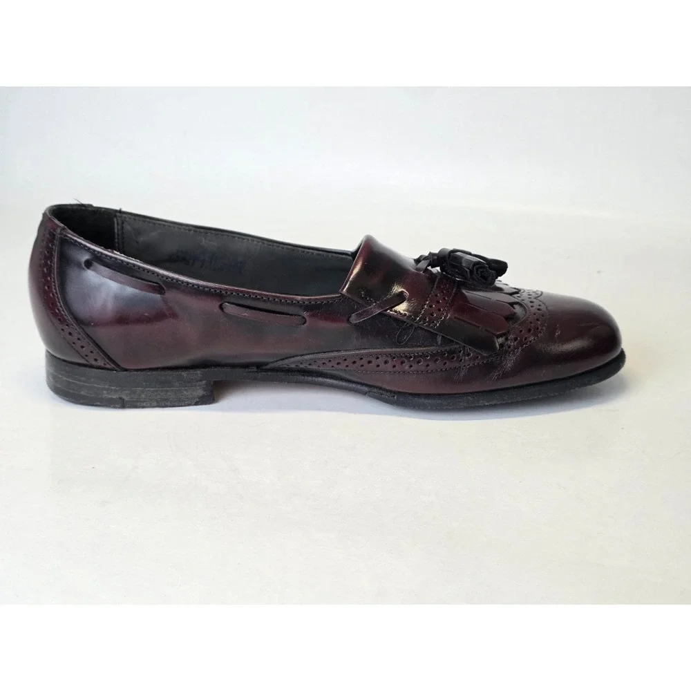 Dexter Men's Loafers Size 8.5 M Burgundy Leather Wingtip Dress Tassels Shoes USA